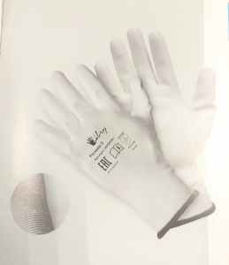 Перчатки для точных работ полиэстер/ полиуретан белые L /240
