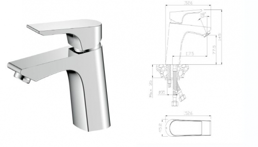 Смеситель д/раковины 11100PR PORTO   /10 - в РАСПРОДАЖА 