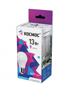 Лампа светодиодная  A60 13W E27 6500K КОСМОС  кратно 10 /80