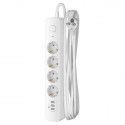 Удлинитель сетевой  2м, 4 розетки c USB 16А, с выкл с заземл Белый 16-24ЕS/3 USB-A,3,4A/ ФОТОН 