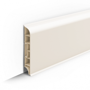 033 Дюра округлый Плинтус напольный  80мм Кремово-белый  2,2м Идеал /10