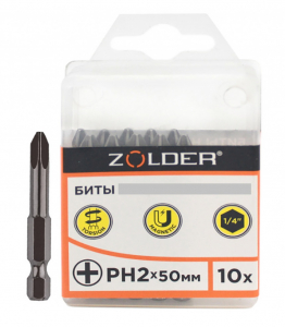 Биты для отверток PH2  50мм (10 шт) сталь 25010 333353 Zolder 