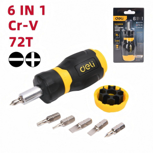 Отвертка с трещеткой с набором бит 6 в 1  225426 Deli DL636182N