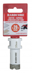 Сверло-коронка алмазная по керамограниту для УШМ  20мм 155020  Hardcore