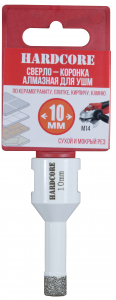 Сверло-коронка алмазная по керамограниту для УШМ  10мм 155010  Hardcore