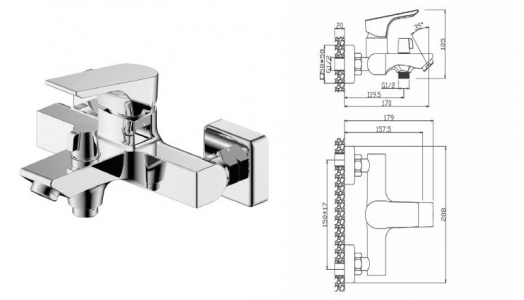 Смеситель д/ванны 11201PR PORTO   /8 - в РАСПРОДАЖА 