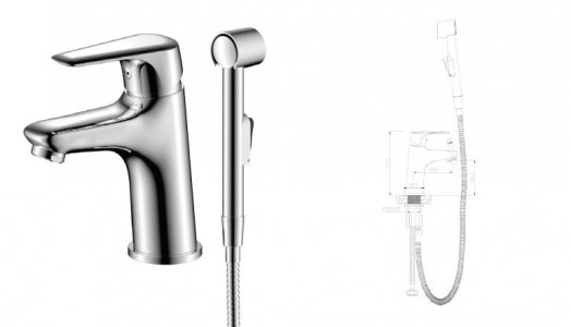 Смеситель д/раковины с гигиенич. душем 33120EV EVORA  /10 - в РАСПРОДАЖА 