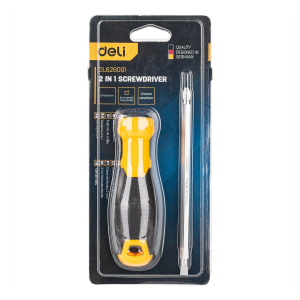 Отвертка двухсторонняя PH2+SL6х100мм сталь двухк.рукоятка 98378 Deli DL626001