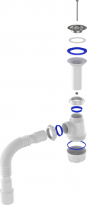 Сифон для кухни 1 1/2"(70мм) х40 с удлин.гороловиной мет.реш. с г.т. 40х40/50	  B0515-30-MR Aquant