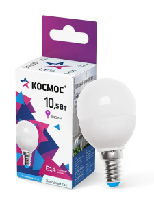 Лампа светодиодная ШАРИК GL45 10.5W E14 6500K КОСМОС  кратно 10 /80