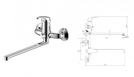 Смеситель д/ванны с длинным изливом 02221AV  AVILA   /8 - в РАСПРОДАЖА 
