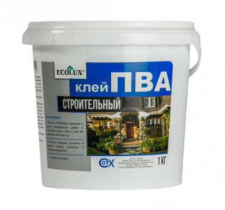 Клей ПВА Строительный 1 кг ECOLUX /12/648