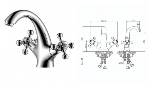 Смеситель д/раковины 01100GR GIRONA   /8 - в РАСПРОДАЖА 