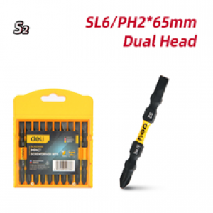 Набор двухсторонних бит SL6/РН2х65мм 10шт сталь S2 183620 Deli DL252202D