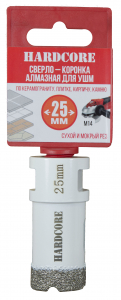 Сверло-коронка алмазная по керамограниту для УШМ  25мм 155025  Hardcore