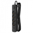 Удлинитель сетевой  2м, 4 розетки c USB 16А, с выкл с заземл Черный 16-24ЕS/3 USB-A,3,4A/ ФОТОН 