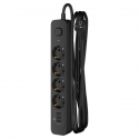 Удлинитель сетевой  2м, 4 розетки c USB 16А, с выкл с заземл Черный 16-24ЕS/3 USB-A,3,4A/ ФОТОН 