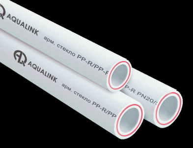 Труба PPR стекловолокно  25х3,5, PN20 4м белый/КРАСН /03895/ (AQUALINK  100)