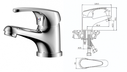 Смеситель д/раковины 02100AV AVILA   /10 - в РАСПРОДАЖА 
