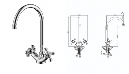 Смеситель д/кухни 01431GR  GIRONA   /10 - в