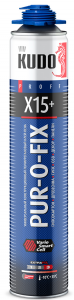 KUDO Клей-пена PUR-O-FIX X15+ EXTRA FIX унив.конструкц.проф.всесез.1000мл KUPP10B15SU/12/768