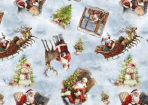 Клеенка CHRISTMAS TIME МИРЕЛЛА  Санта-Клаус ГОЛУБ 1,4м*20м 222А Турция