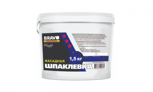 БРАВО шпаклевка фасадная, универсальная, супербелая 1,5 /12