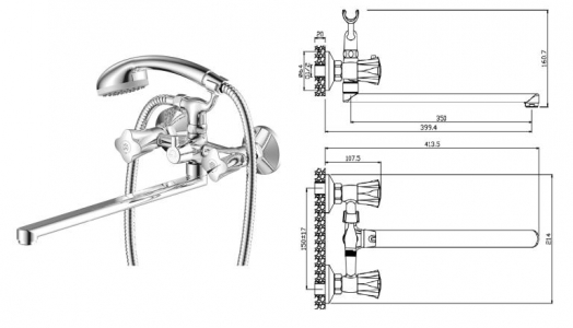 Смеситель д/ванны с длинным изливом 21221VG VIGO Б  /8 - в