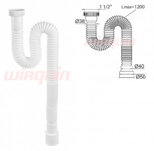 Сифон гофрированный без выпуска  "МИНИ Элит"L. 1200 мм (1½"- Ø40/50) 30986254 /70