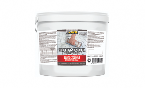 БРАВО затирка для швов готовая влагостойкая, противогрибковая 0,8кг/12