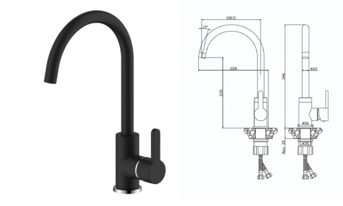 Смеситель д/кухни TORRES, черный 17430TRB Б /10 РАСПРОДАЖА 