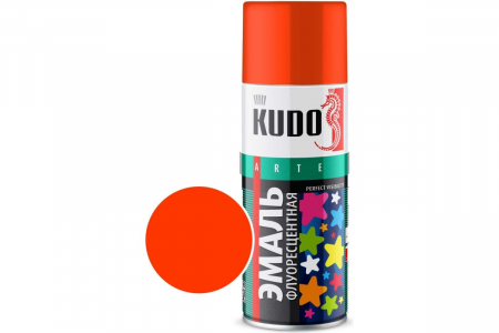 KUDO Эмаль флуоресцентная оранжево-красная, аэрозоль 520 ml. /6  KU-1206  Z
