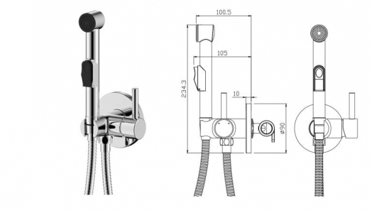 Смеситель встраиваемый с гигиенич. душем 13131BL BALIAR   /10 - в РАСПРОДАЖА 