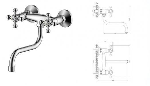Смеситель д/кухни настенный  01410GR  GIRONA   /10 - в РАСПРОДАЖА 