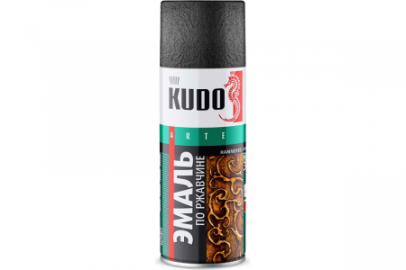 KUDO Эмаль молотковая по ржавчине  серебристо-черная, аэрозоль 520 ml. /6  KU-3013  Z