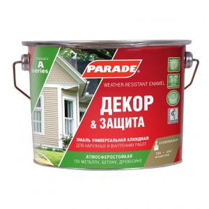 ПАРАД A1 эмаль алкидная база A белая матовая 2,5 л./3