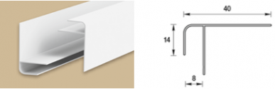 Профиль F-обр (40мм) для панелей 8мм 3 м 001-G Белый глянцевый Идеал Ламини/50