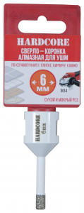 Сверло-коронка алмазная по керамограниту для УШМ   6мм 155006  Hardcore