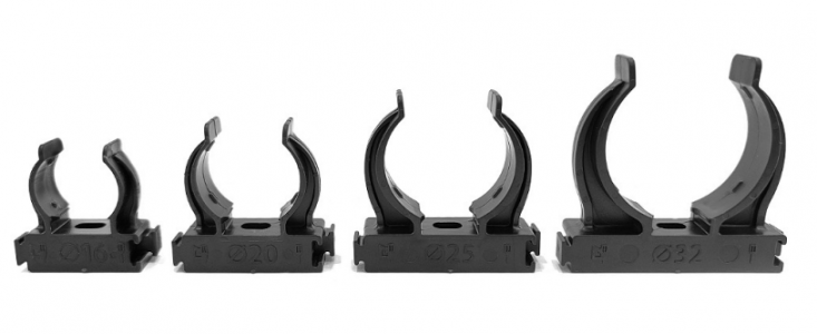 Держатель д/гофротруб универсальный Ф16, 007 Черный/20/200  Идеал