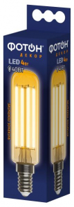 Лампа светодиодная LED FL T25 4W E14 2200К, серия ДЕКОР ФОТОН кратно 10//100