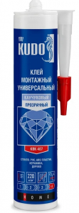 KUDO HOME Клей монтажный каучуковый универ.прозр.280 мл KBK-407 /12 НОВИНКА