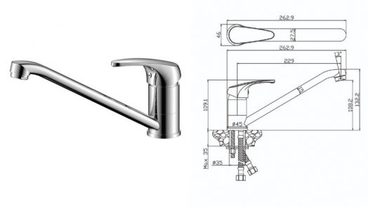 Смеситель д/кухни AVILA  02400AV    /10 - в