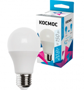 Лампа светодиодная  A60 20W E274500K КОСМОС  кратно 10 /80