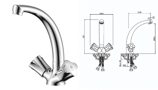 Смеситель д/кухни VIGO 21431VG  Б /10