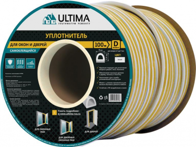 Уплотнитель д/окон Ультима профиль Е-150 9*4мм*150м коричневый /6
