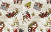 Клеенка CHRISTMAS TIME МИРЕЛЛА  Санта-Клаус БЕЖ 1,4м*20м 222В Турция