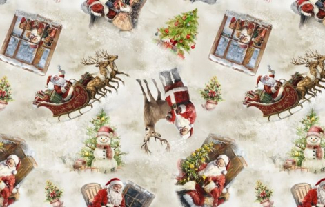 Клеенка CHRISTMAS TIME МИРЕЛЛА  Санта-Клаус БЕЖ 1,4м*20м 222В Турция