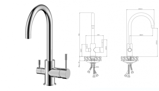 Смеситель д/кухни с каналом для питьевой 13440BL BALIAR Б  /10 РАСПРОДАЖА 