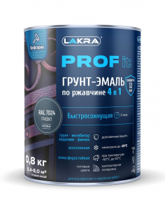 ЛАКРА PROF IT Грунт-эмаль 4в1 Графит RAL 7024 0,8 кг быстросох/10