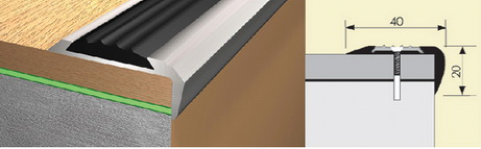 Угол с резиновой вставкой  40*20 мм черная 0,9 золото 10